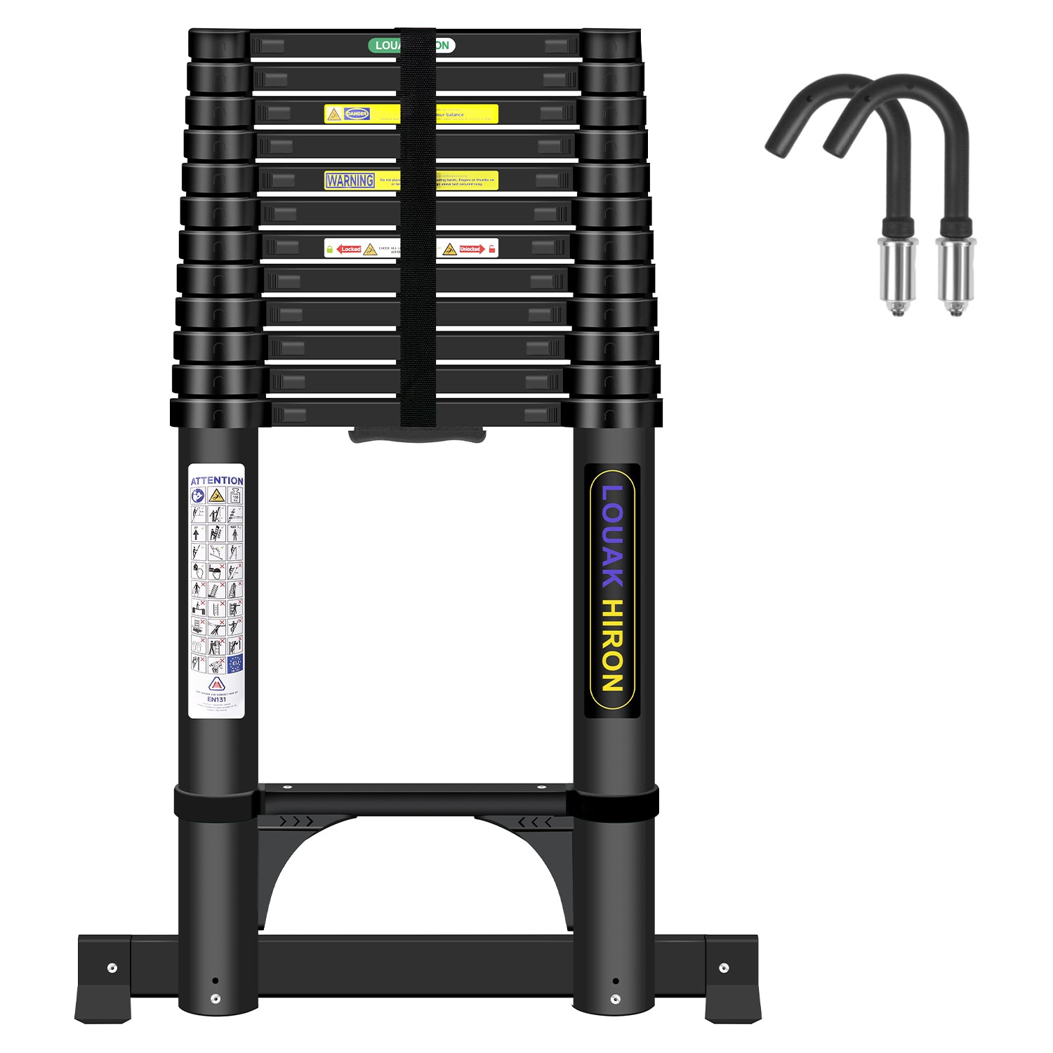 Louak&Hiron 5,1 m Schwarz Teleskopleiter Leiter