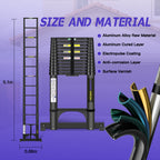 Louak&Hiron 5,1 m Schwarz Teleskopleiter Leiter