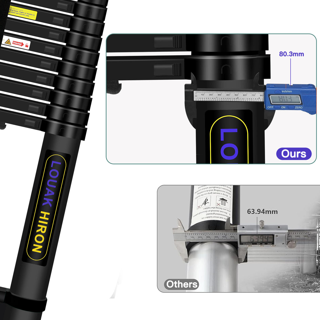 Louak&Hiron 5,1 m Schwarz Teleskopleiter Leiter