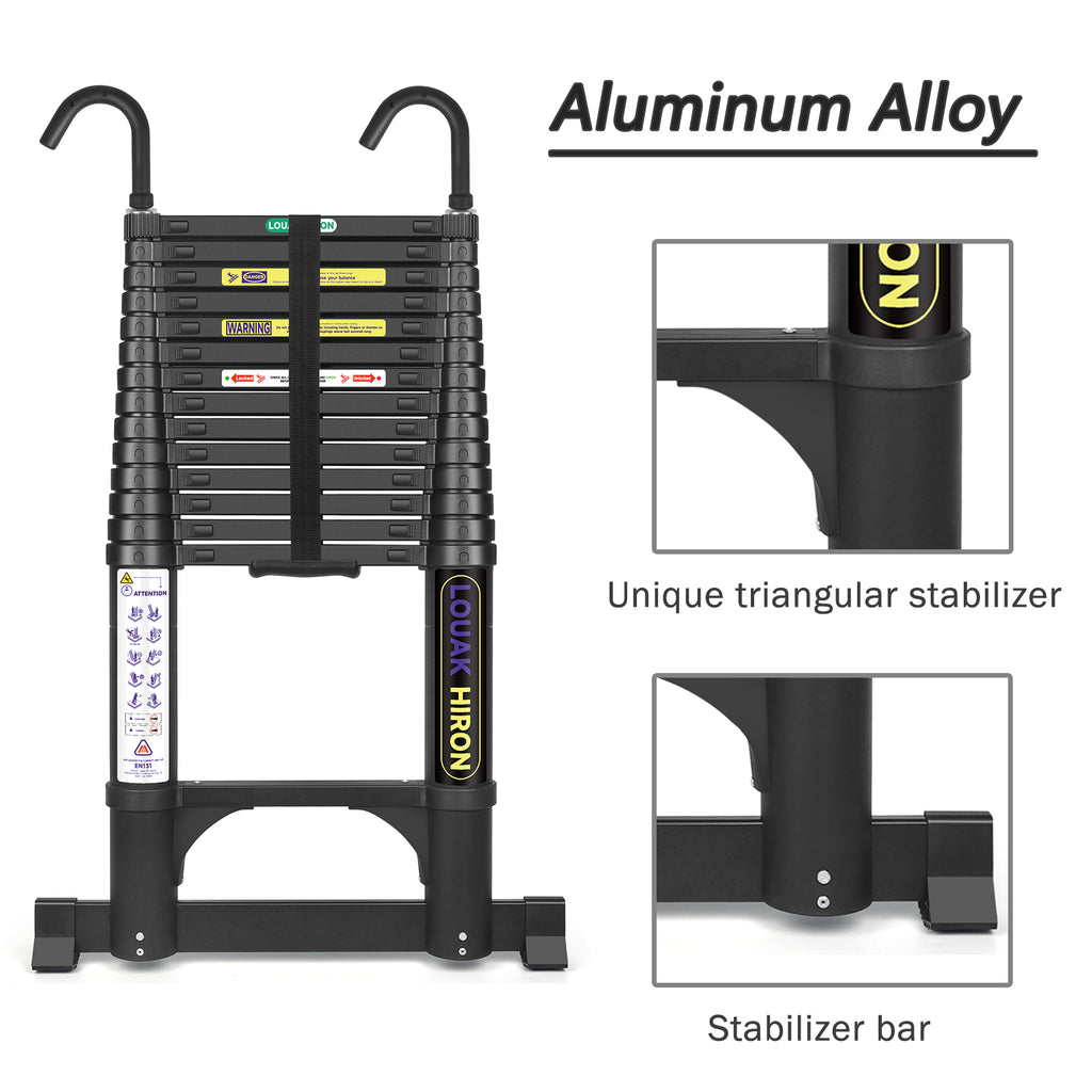 Louak&Hiron 4,4 m Schwarz Teleskopleiter Leiter
