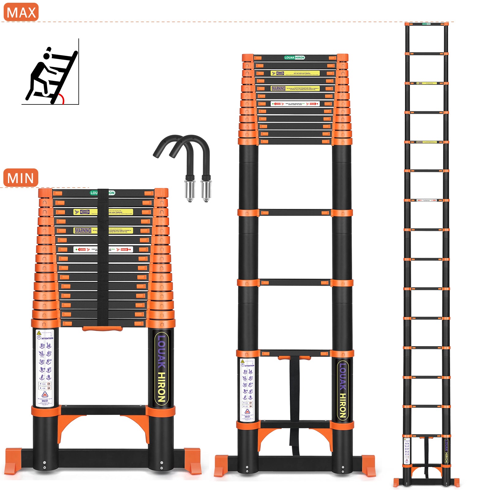 Louak&Hiron 4,7 m Schwarz-Gelbes Teleskopleiter Leiter