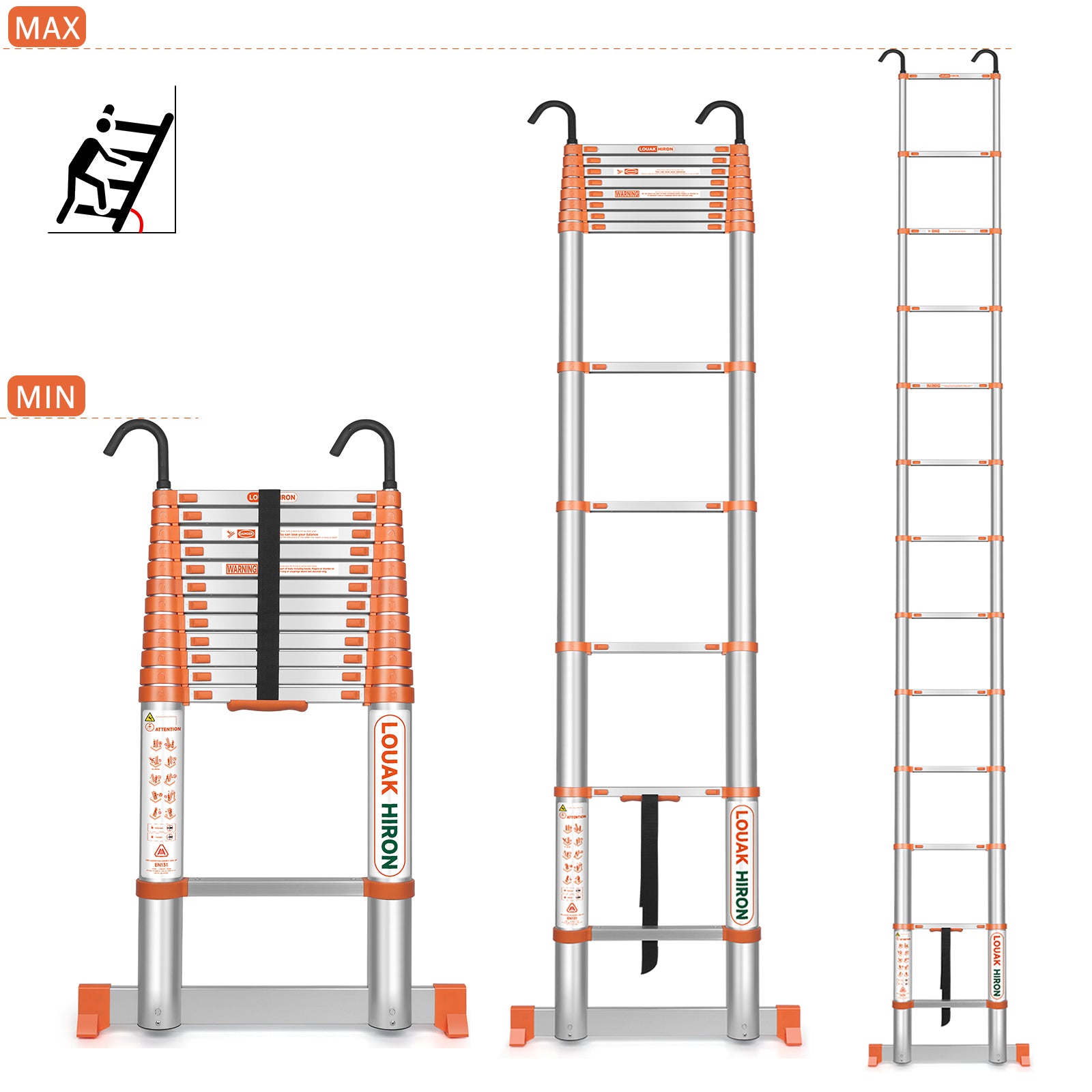 Louak&Hiron 5,1 m Orange Teleskopleiter Leiter