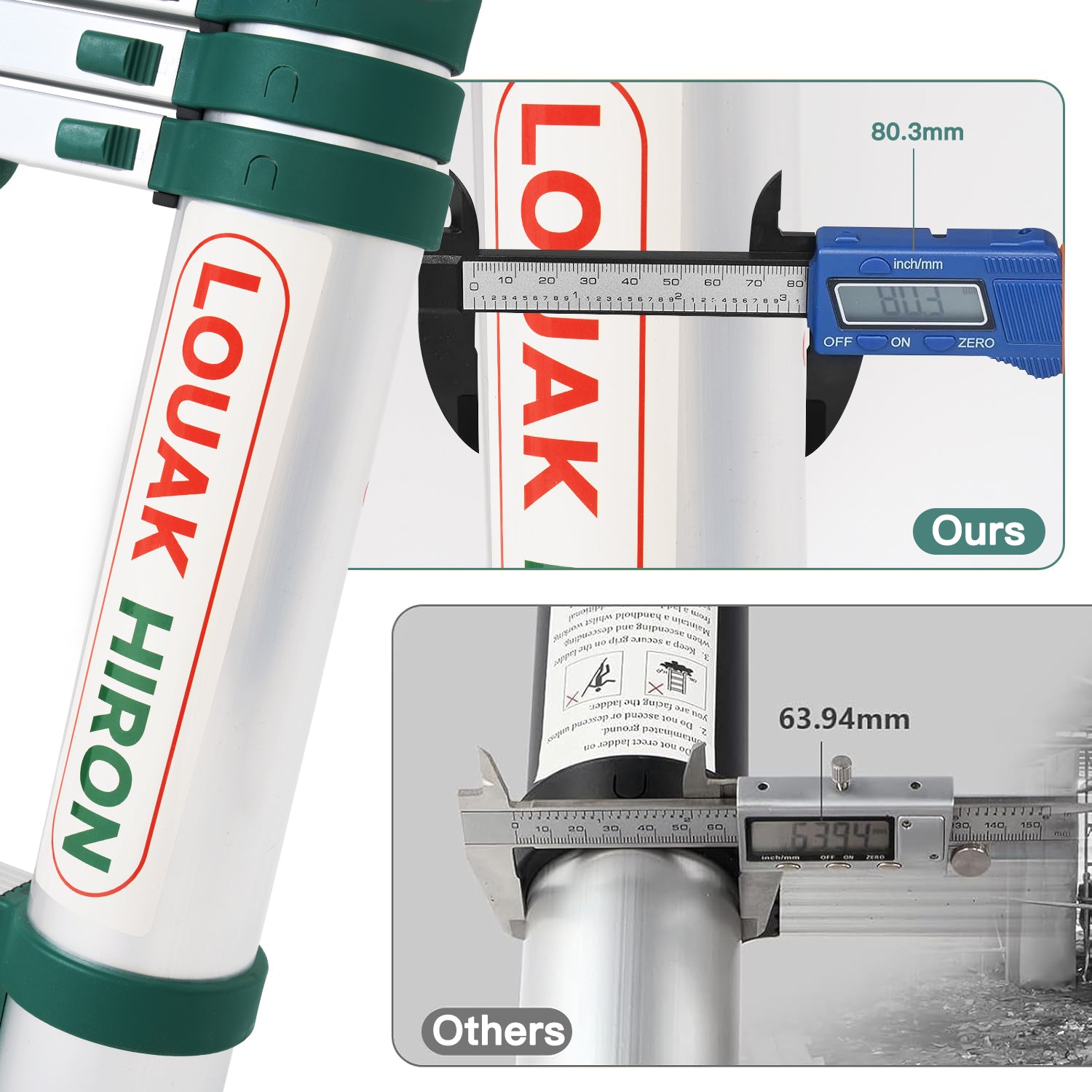 Louak&Hiron 4,7 m Grün Teleskopleiter Leiter