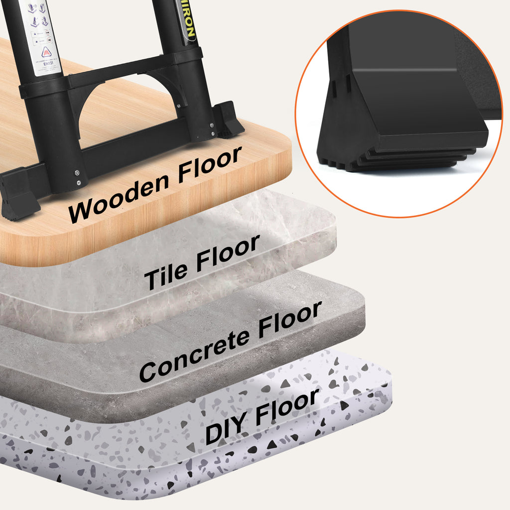 Louak&Hiron 4,4 m Schwarz Teleskopleiter Leiter