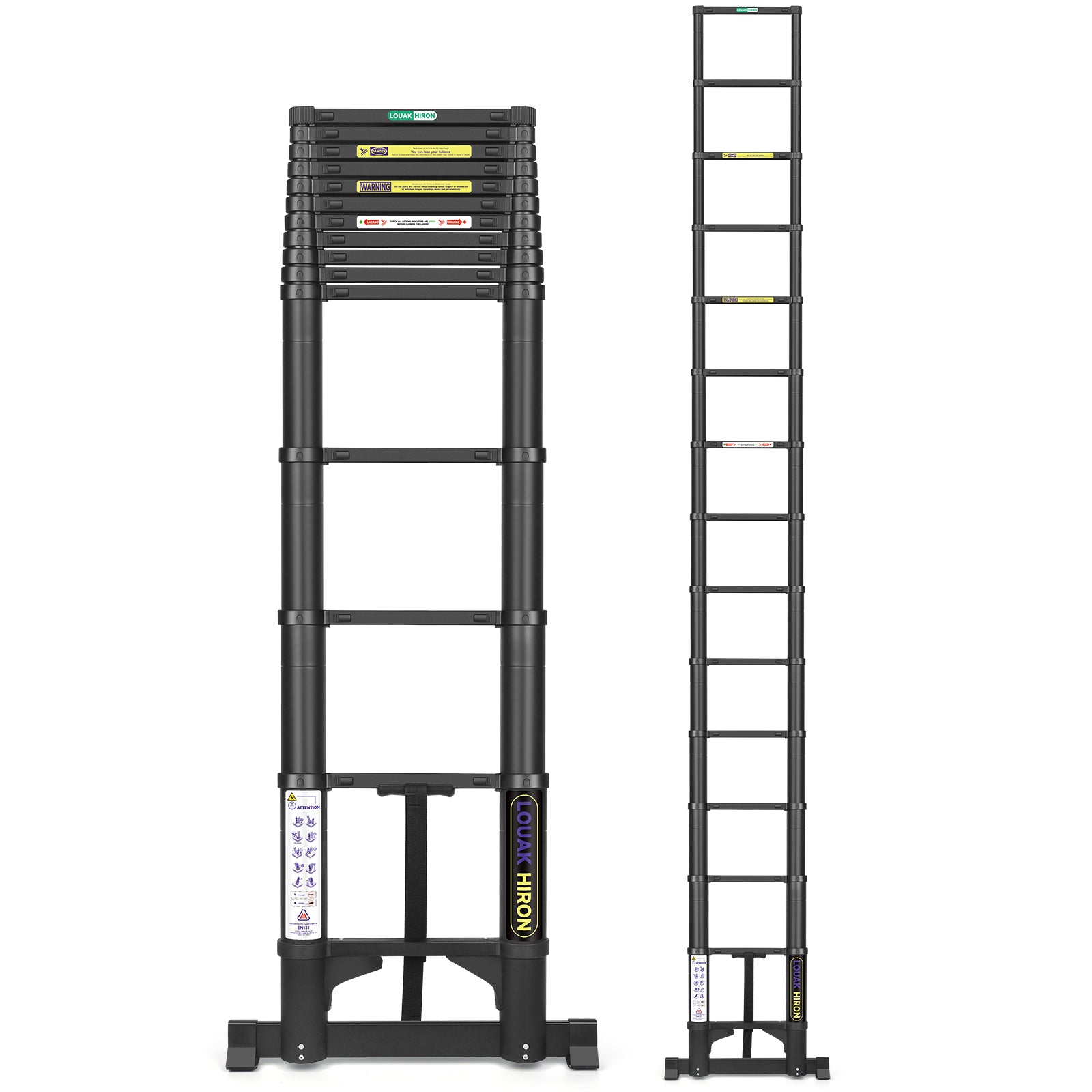 Louak&Hiron 4,4 m Schwarz Teleskopleiter Leiter