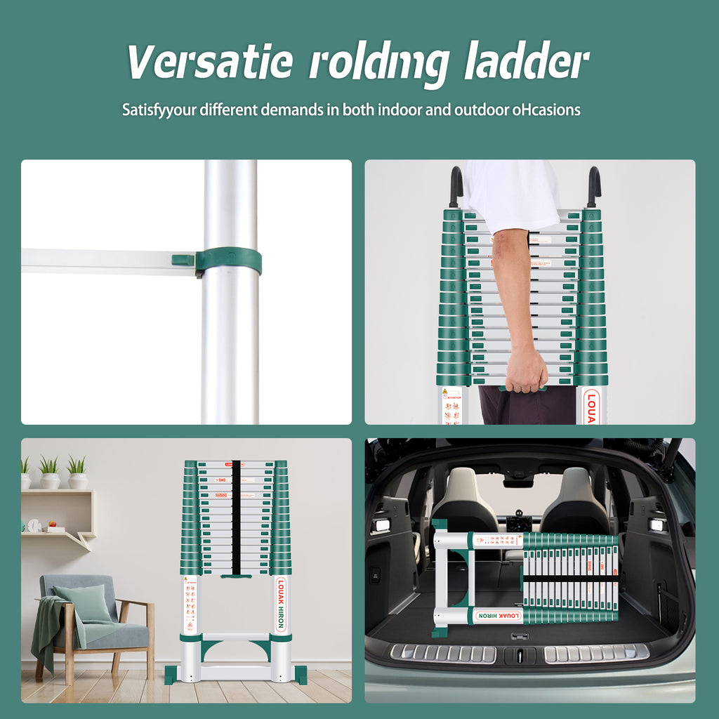 Louak&Hiron 4,7 m Grün Teleskopleiter Leiter